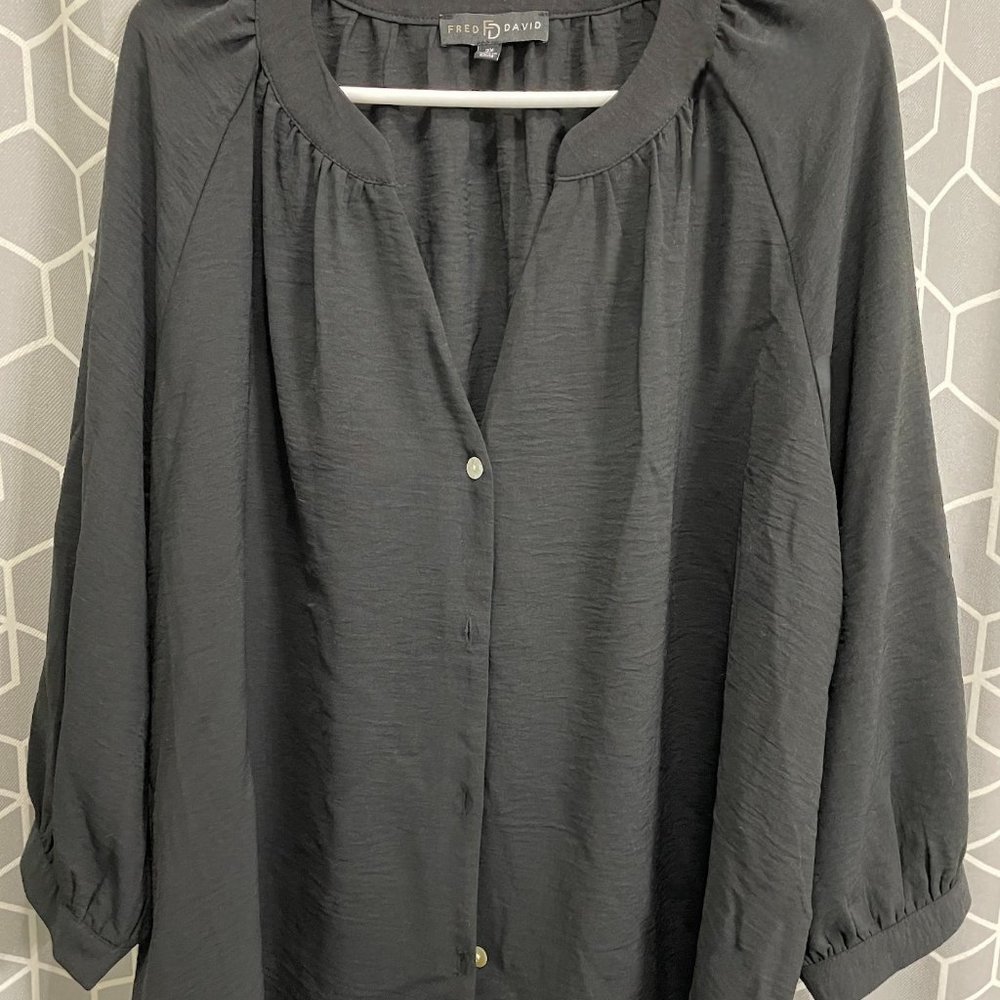 NWOT Fred David Gray Women's Shirt Blouse - 3X (22/24)